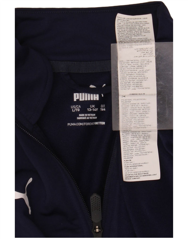 PUMA Boys Zip Neck Top Manga Comprida 13-14 Anos Azul Marinho Poliéster