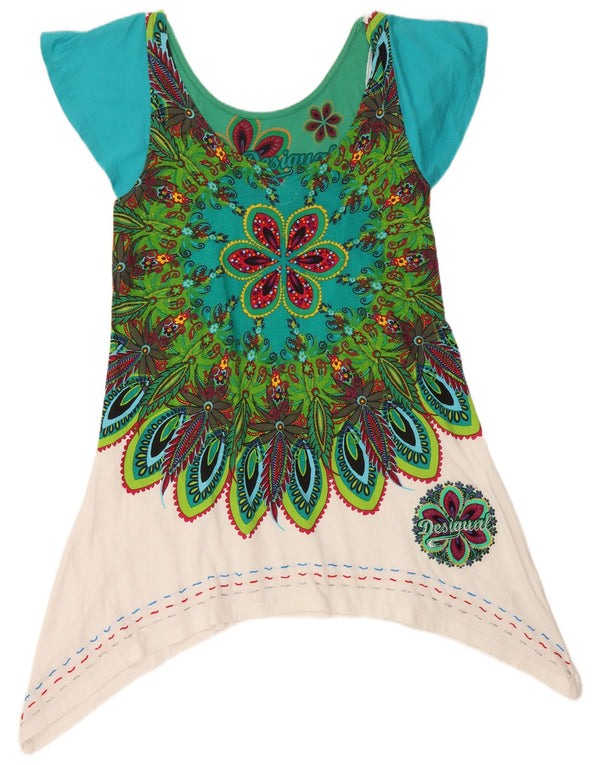DESIGUAL Túnica feminina gráfica assimétrica UK 18 XL multicolorido floral