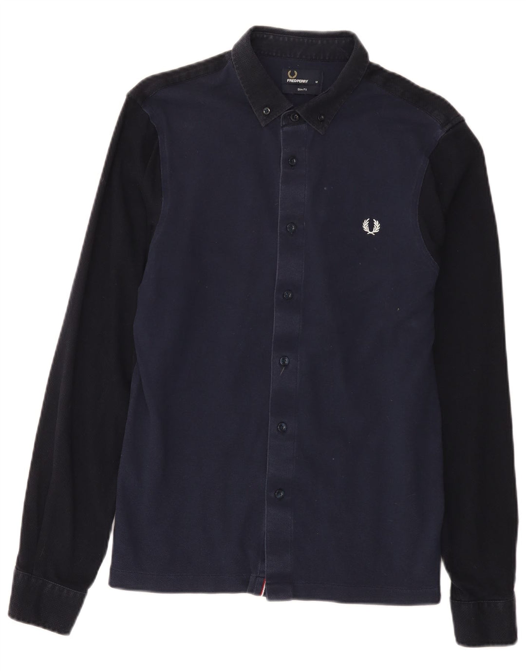 Camisa masculina Slim Fit Fred Perry de algodão azul marinho médio