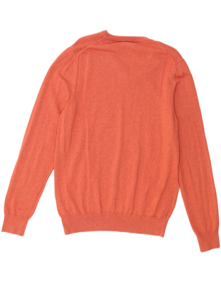 Suéter masculino Marks & Spencer com decote em V grande algodão laranja