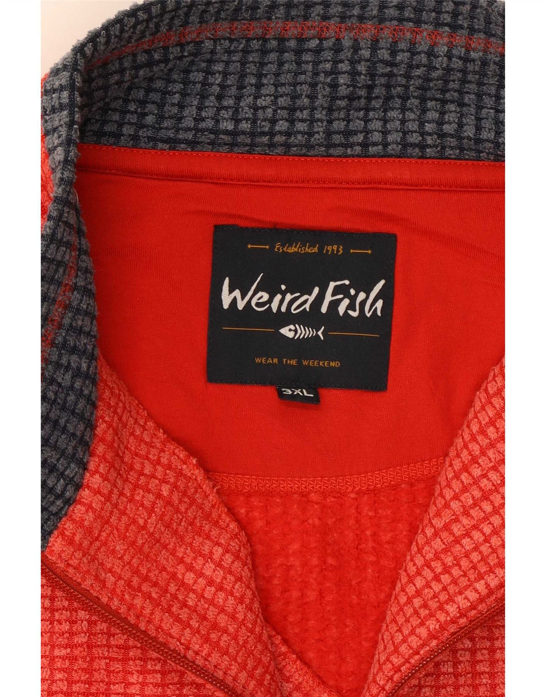 Weird Fish Masculino Zip Neck Moletom Jumper 3XL Poliéster Vermelho