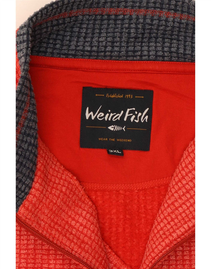 Weird Fish Masculino Zip Neck Moletom Jumper 3XL Poliéster Vermelho