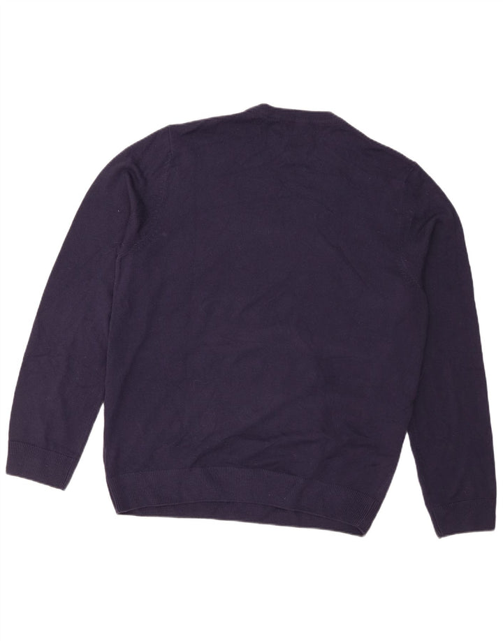 Suéter masculino Marks & Spencer com gola redonda grande azul marinho Fair Isle