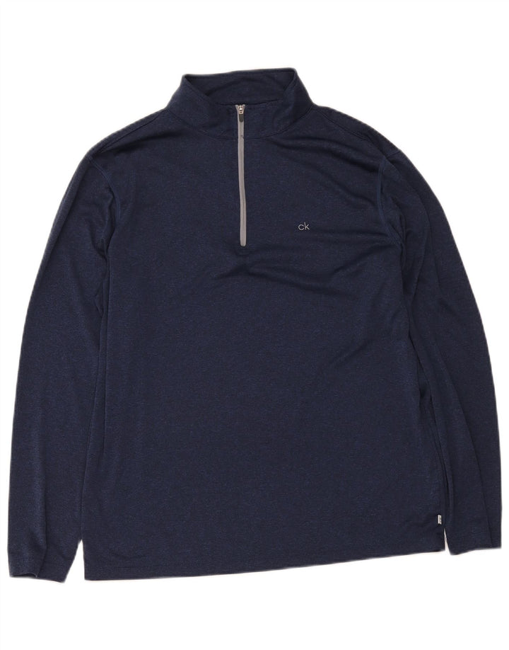 Calvin Klein Masculino Golf Zip Neck Pulôver Treino Top Grande Azul Marinho