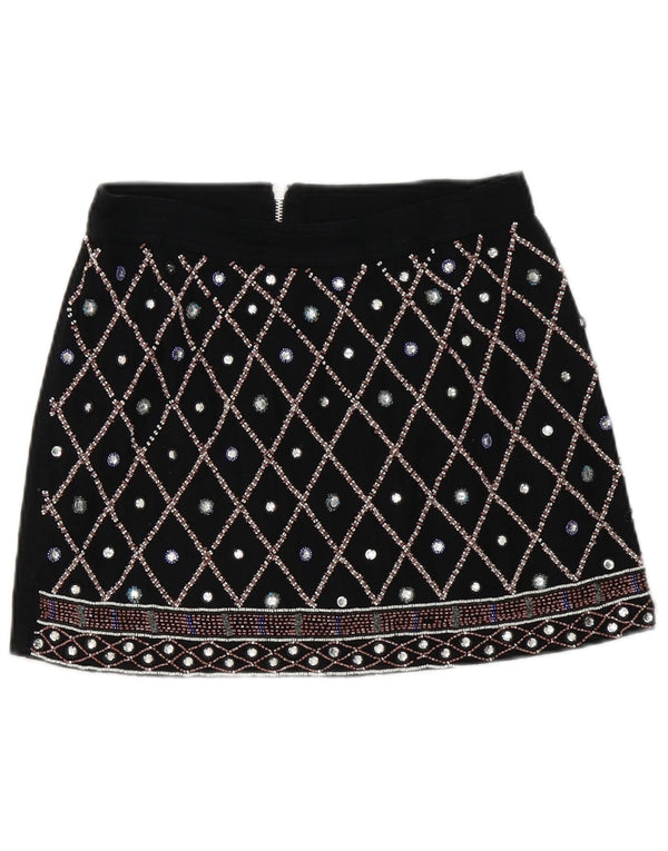 Mini saia feminina Guess US 2 XS W28 algodão geométrico preto