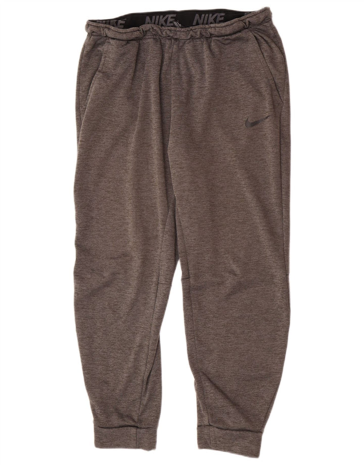 Calça de treino masculina Nike Dri Fit Joggers XL cinza manchado de poliéster
