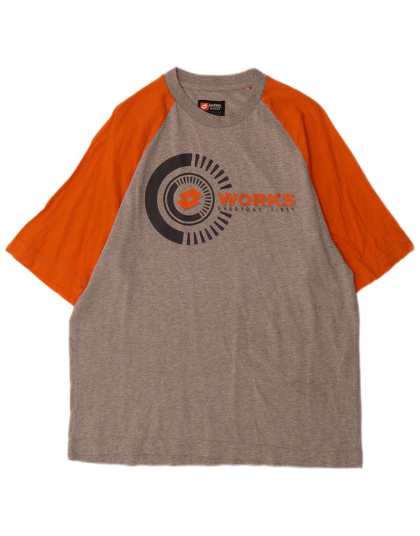 Camiseta gráfica masculina Lotto Top grande bloco colorido cinza