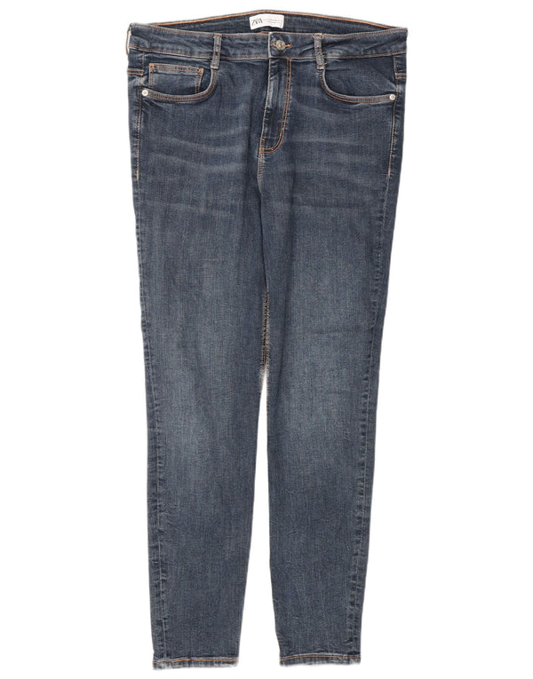Zara Jeans Slim Feminino EU 44 XL W34 L28 Azul Algodão