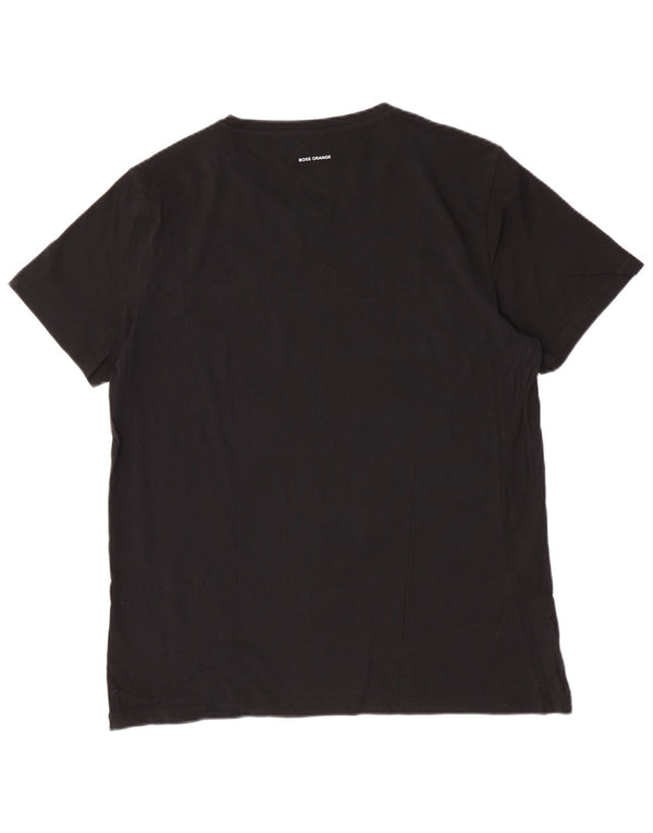 Camiseta gráfica masculina Hugo Boss Top 2XL algodão preto