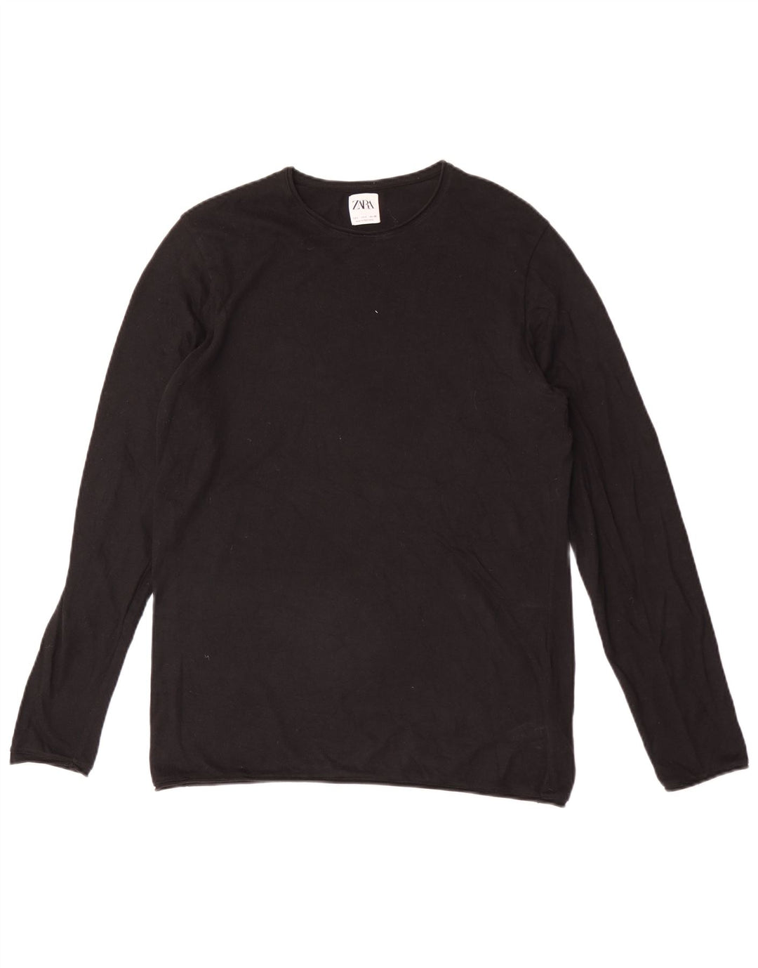 Zara Top masculino manga comprida grande algodão preto