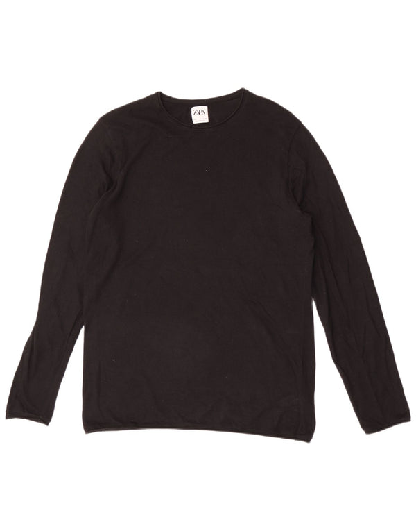 Zara Top masculino manga comprida grande algodão preto