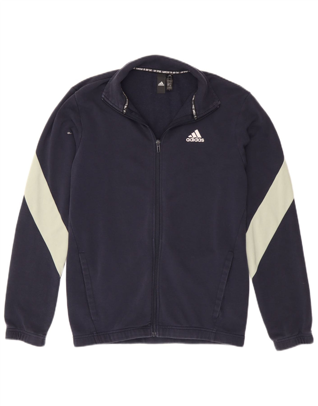 Adidas Mens Treino Top Jaqueta Pequena Azul Marinho Colorblock Algodão