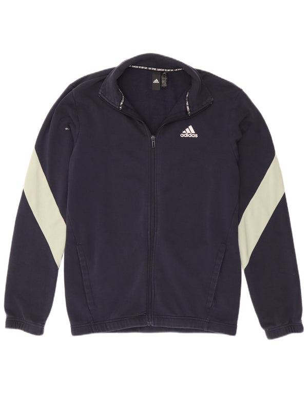Adidas Mens Treino Top Jaqueta Pequena Azul Marinho Colorblock Algodão