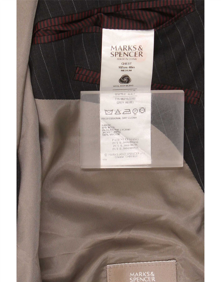 Jaqueta blazer masculina de 2 botões Marks & Spencer Reino Unido 40 risca de giz cinza médio