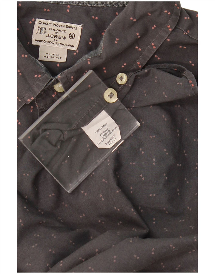 J. CREW Camisa masculina sob medida XL algodão manchado cinza