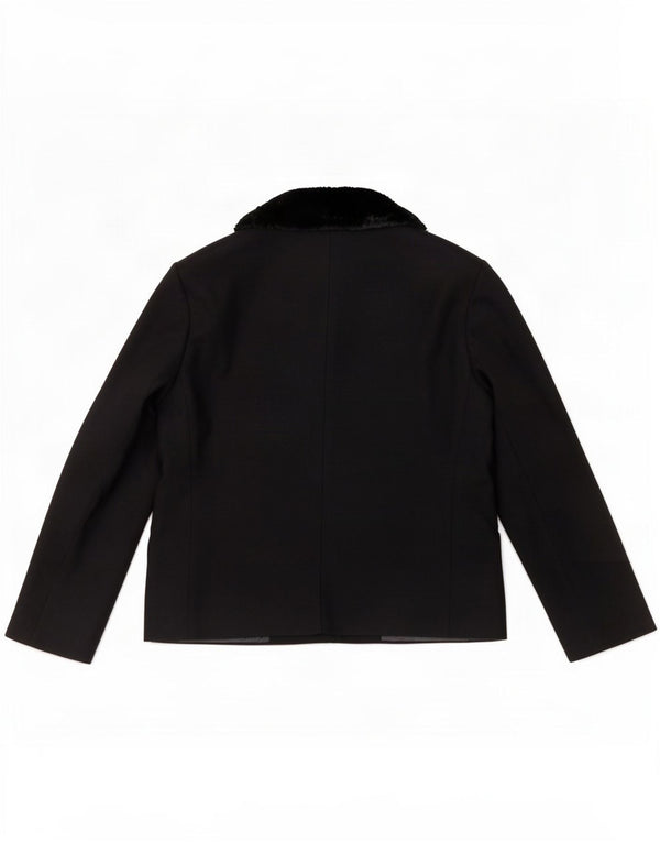 Jaqueta blazer feminina Zara manga 3/4 Reino Unido 12 bloco colorido azul marinho médio