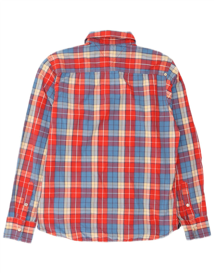 Camisa masculina Tommy Hilfiger grande xadrez vermelho algodão