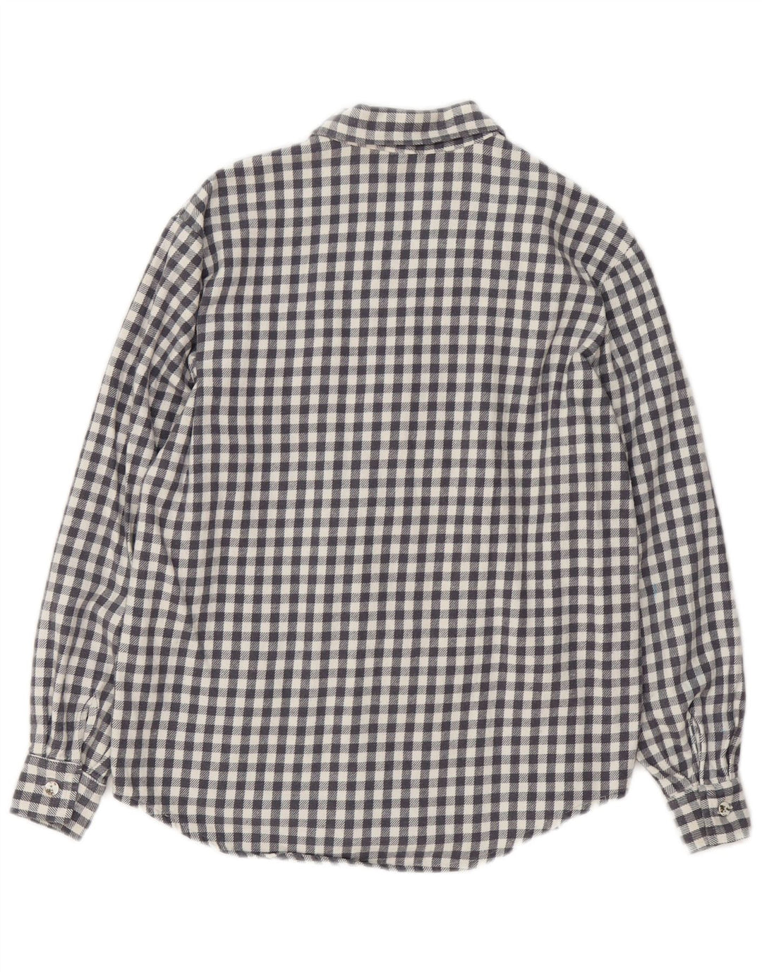 Camisa feminina vintage de flanela grande urso de pelúcia Reino Unido 10 pequena cinza guingão
