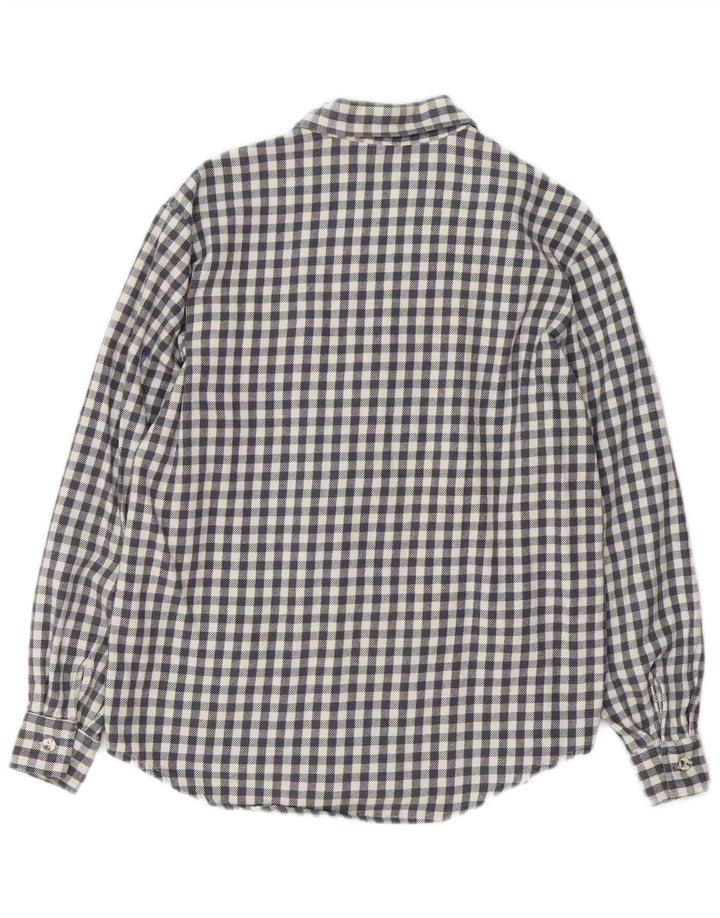 Camisa feminina vintage de flanela grande urso de pelúcia Reino Unido 10 pequena cinza guingão