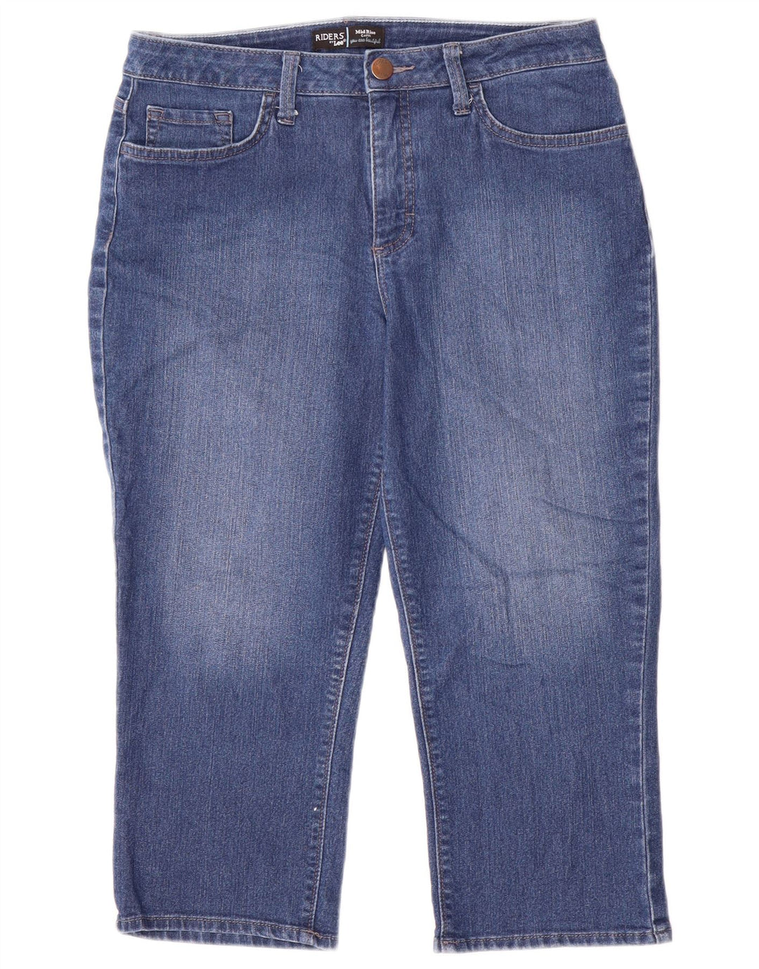 Lee Womens Riders Mid Rise Capri Jeans US 10 Grande W32 L21 Azul Algodão