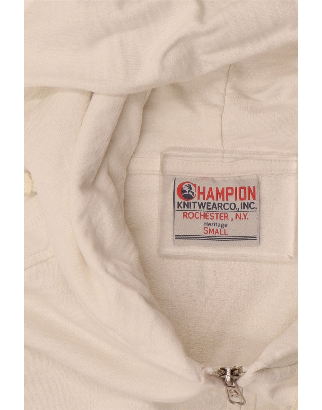 Suéter feminino com capuz CHAMPION Heritage Zip Reino Unido 10 pequeno branco