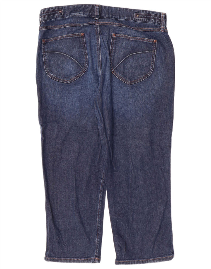 EDDIE BAUER Calça jeans feminina alta capri EUA 12 grande W34 L23 algodão azul marinho