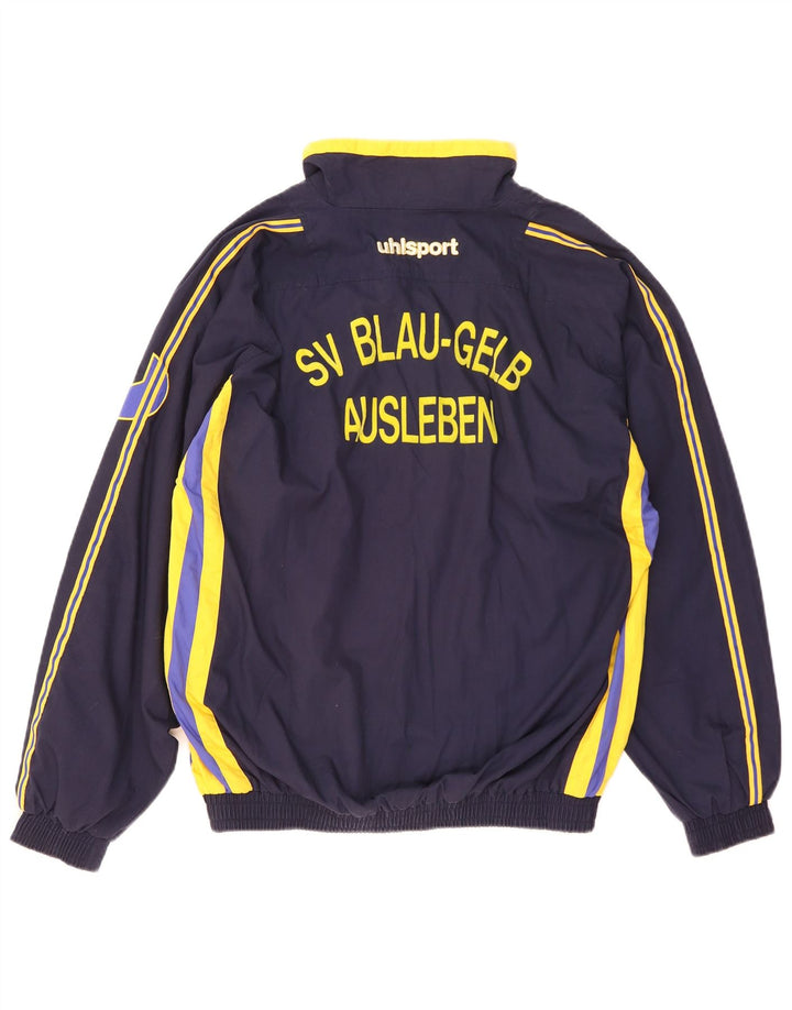 Jaqueta masculina Uhlsport com agasalho gráfico médio azul marinho bloco colorido