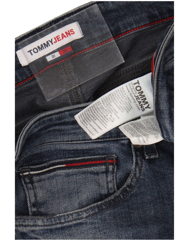 TOMMY HILFIGER Calça jeans slim masculina desgastada W31 L32 algodão azul