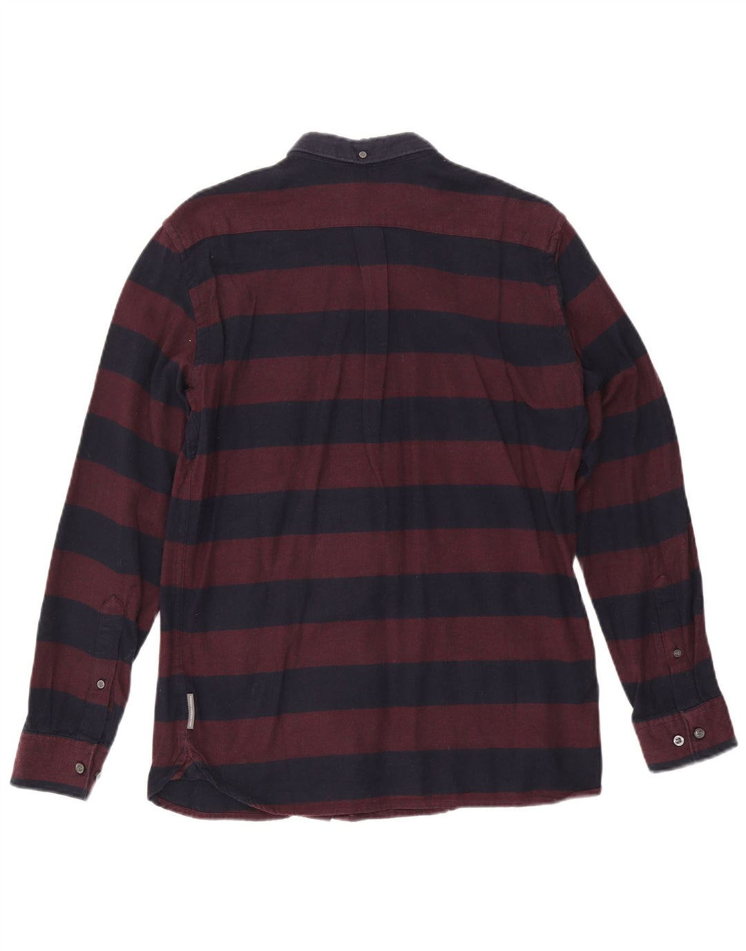 Camisa masculina de flanela French Connection algodão listrado médio Borgonha