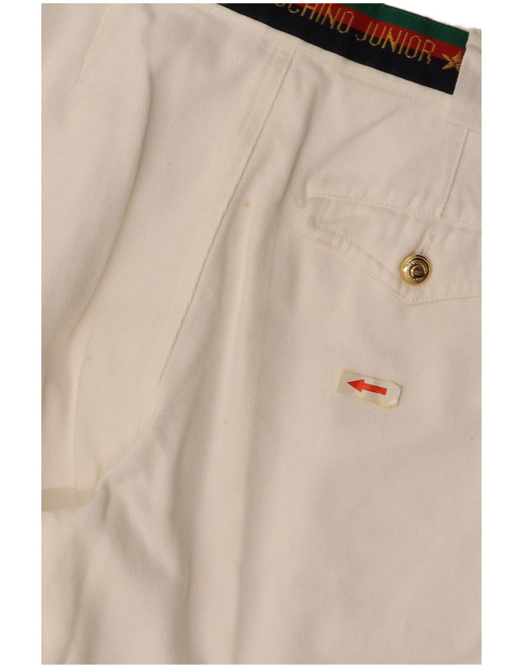 Calças de terno gráfico MOSCHINO para meninos 9-10 anos W24 L25 algodão branco