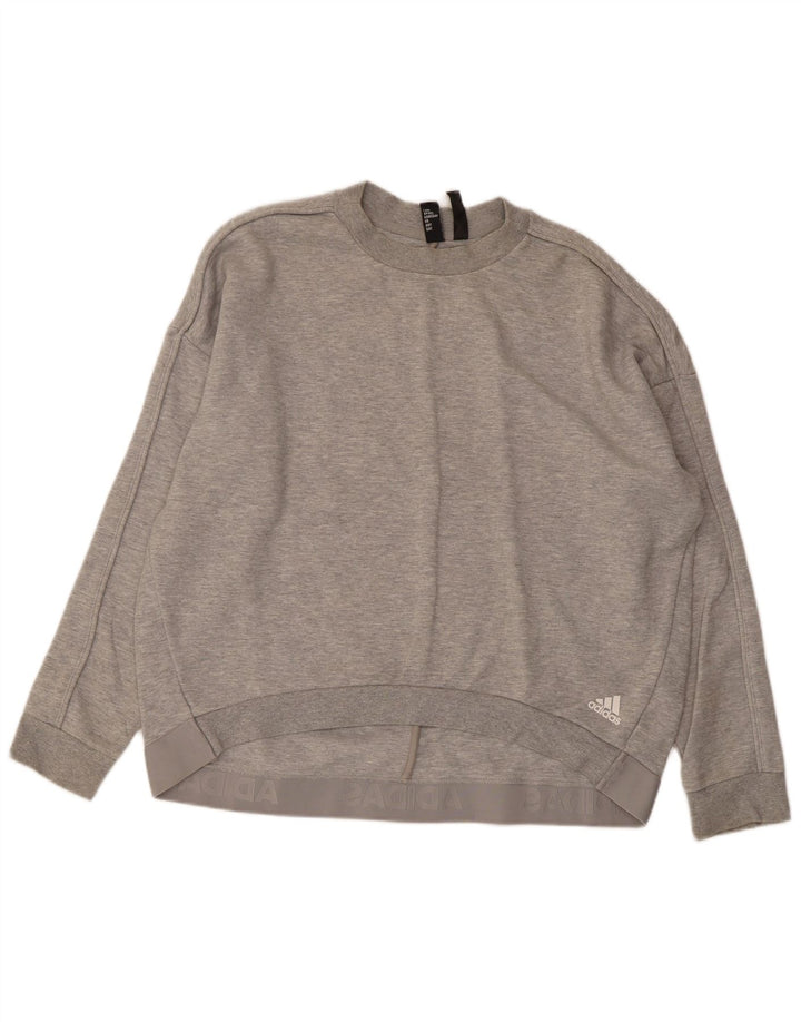 ADIDAS Womens Oversized Sweatshirt Jumper UK 16/18 Grande Cinza Algodão