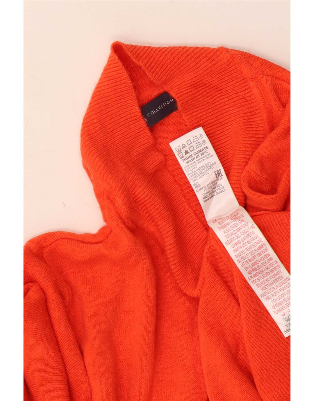 Suéter feminino Marks & Spencer com gola tartaruga Reino Unido 14 médio laranja