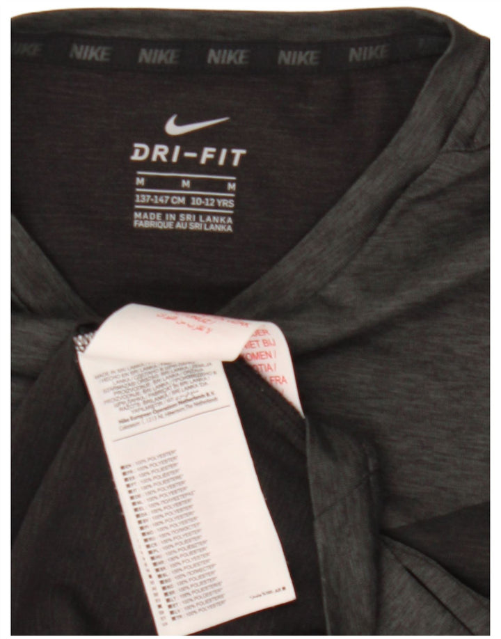 NIKE Boys Dri Fit Graphic T-Shirt Top 10-11 Years Medium Grey Flecked