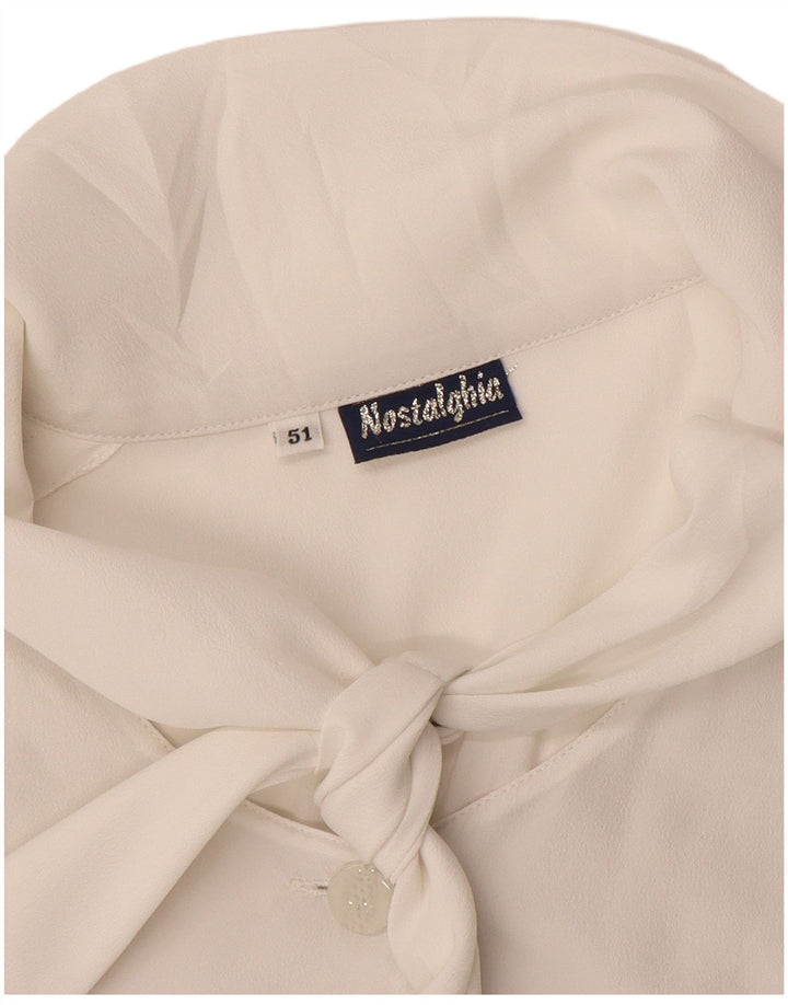 Blusa feminina vintage com gravata frontal IT 51 XL off white