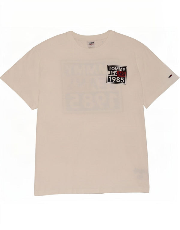 Tommy Hilfiger Camiseta masculina gráfica Top XL algodão branco