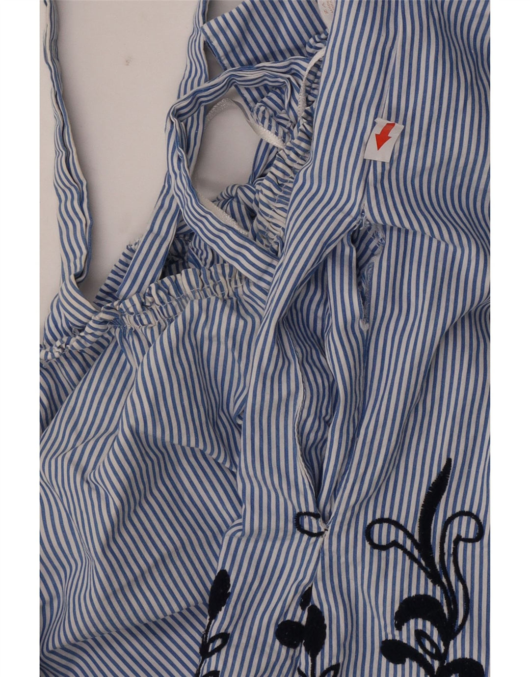 Blusa feminina Zara com ombros de fora oversized UK 14 listrado azul médio