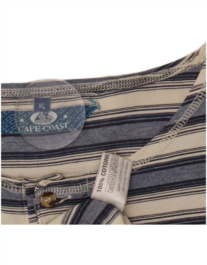 Camiseta masculina VINTAGE Top XL algodão listrado azul marinho