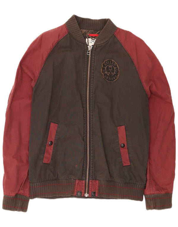 Jaqueta bomber masculina LEVI'S UK 40 grande marrom colorblock algodão