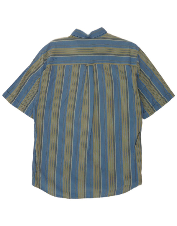 Camisa masculina de manga curta Marlboro Classics grande algodão listrado azul