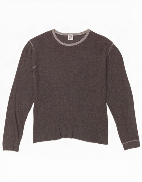 Gap Mens Top Manga Longa Algodão Cinza Médio