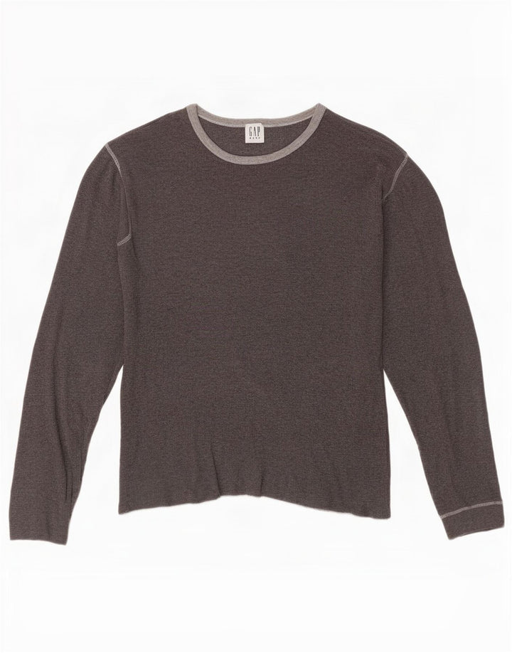 Gap Mens Top Manga Longa Algodão Cinza Médio