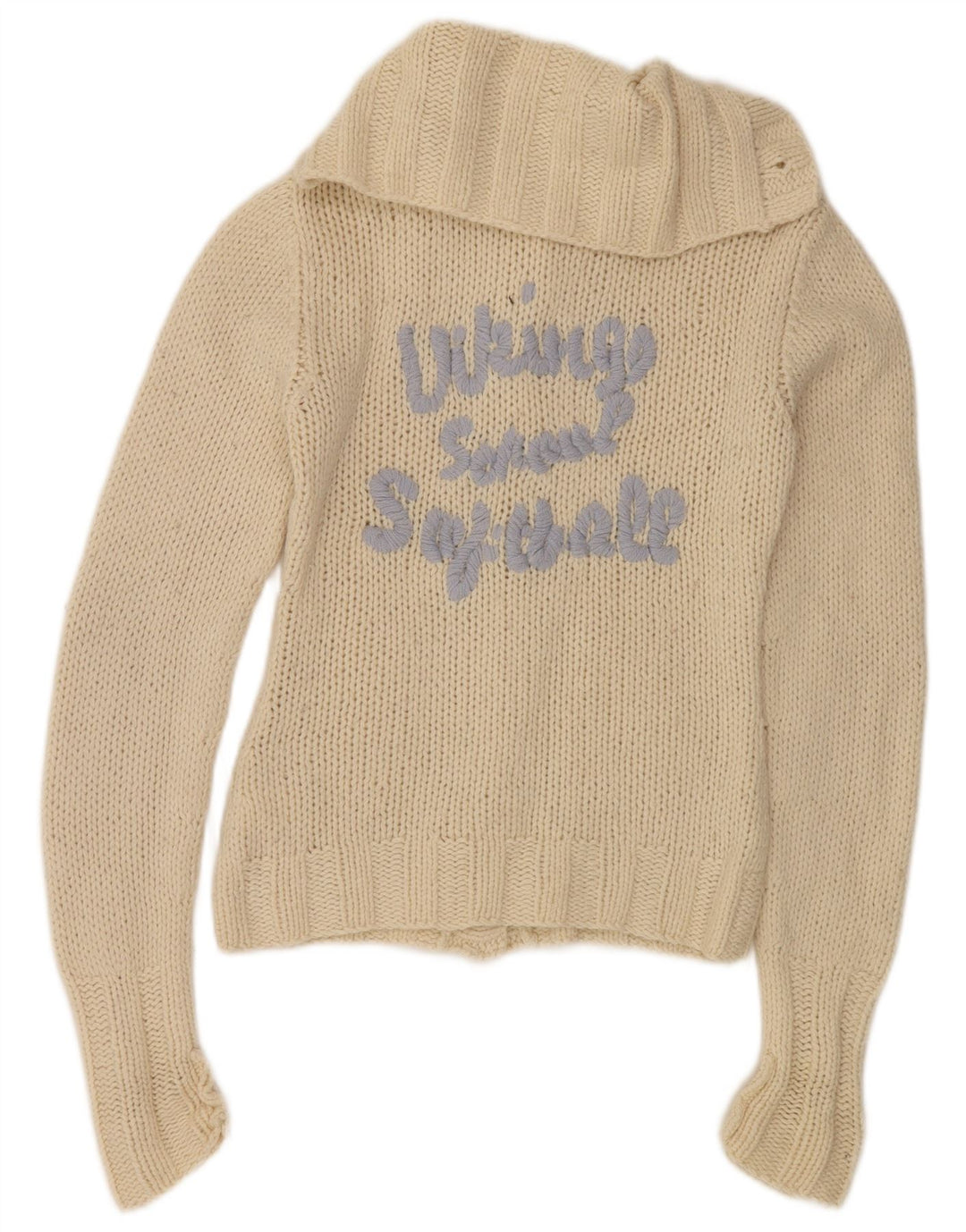 Suéter cardigã feminino Replay gráfico Reino Unido 10 pequeno lã branco