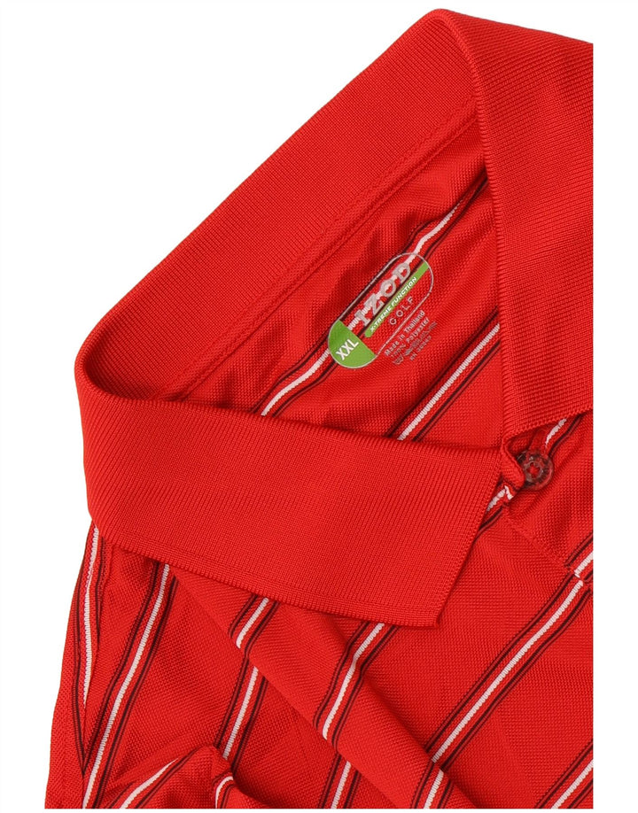 Camisa polo masculina de golfe Izod 2XL poliéster listrado vermelho