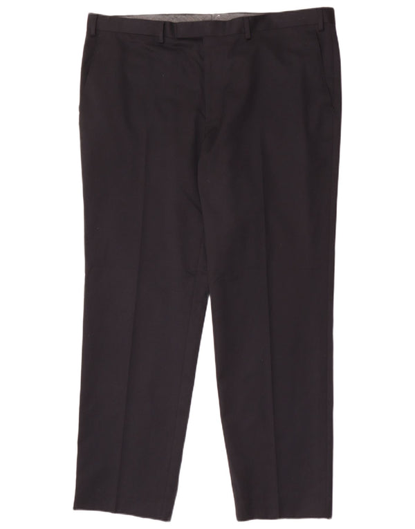 Calça masculina de terno reto Marks & Spencer sob medida W40 L31 azul marinho