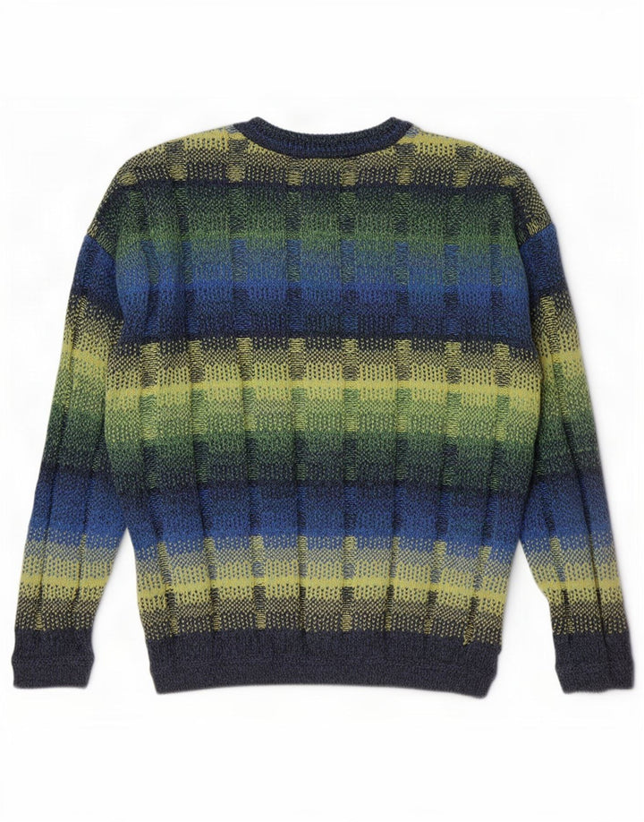 Suéter vintage masculino com gola redonda IT 52 grande geométrico multicolorido