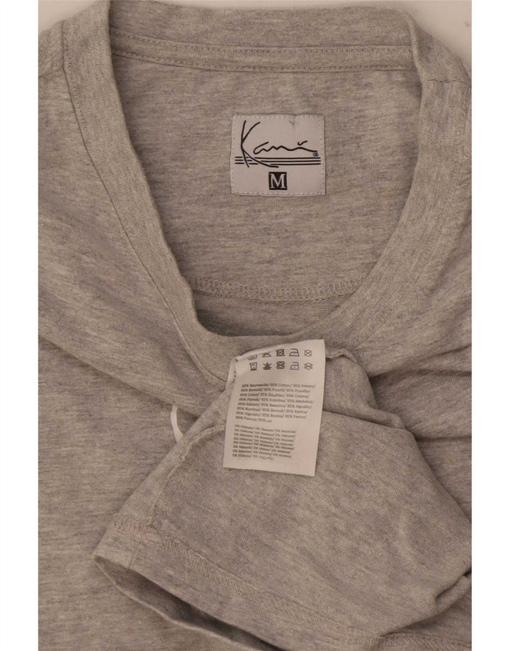 Karl Kani Camiseta masculina gráfica Top algodão manchado cinza médio