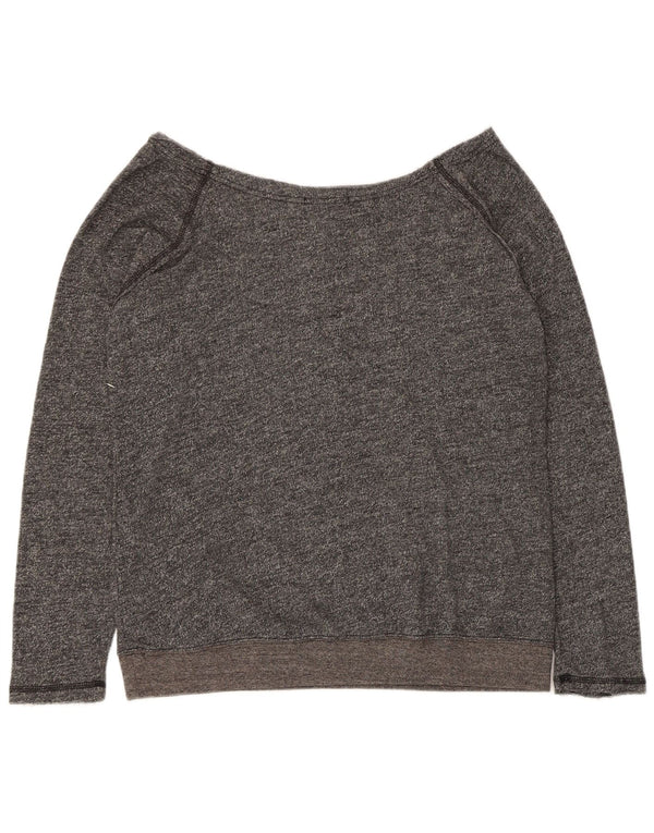 Volcom feminino gráfico moletom jumper UK 18 XL cinza manchado algodão
