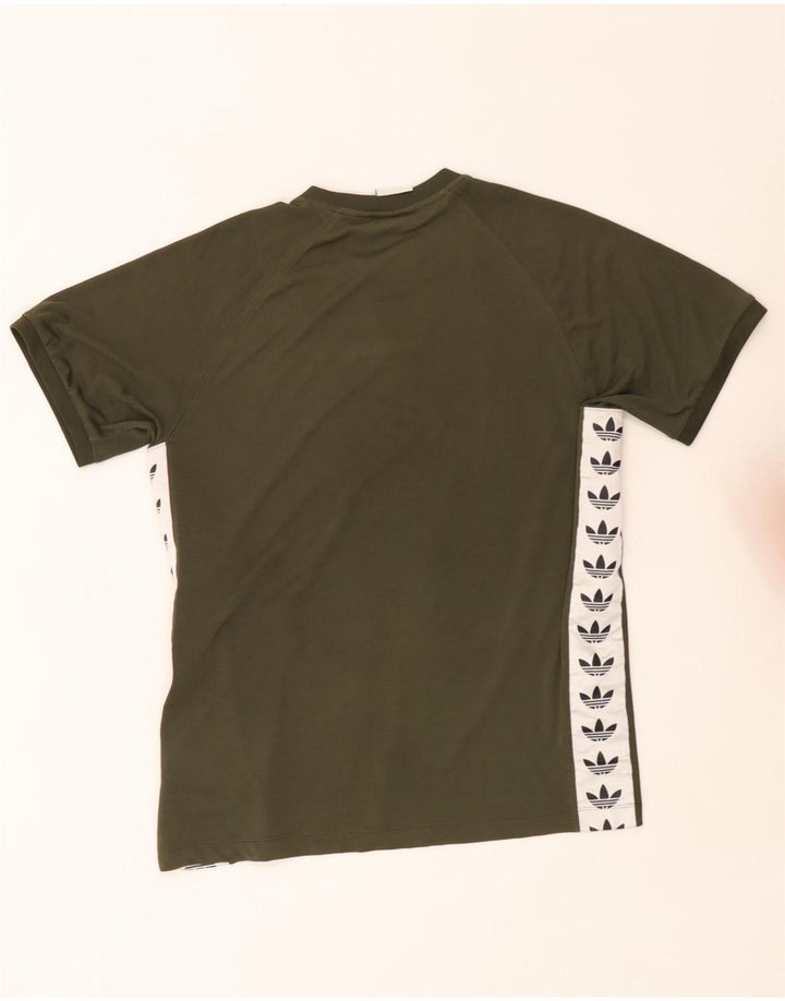Adidas Mens Graphic T-Shirt Top Grande Cáqui Colorblock Poliéster