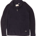 Suéter masculino JACK & JONES com zíper e gola grande de algodão azul marinho