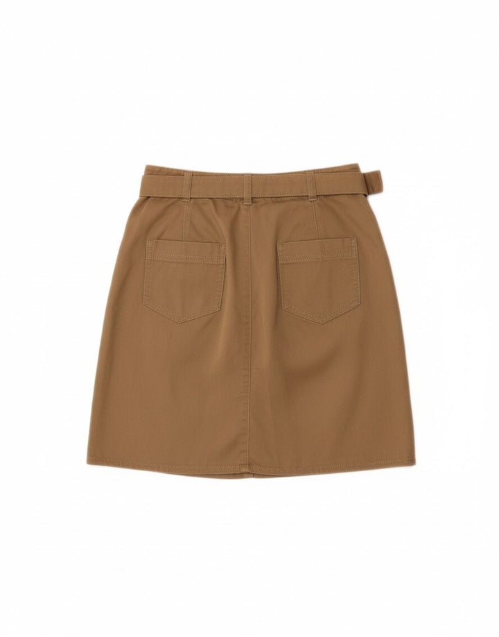 Mini saia feminina VINTAGE IT 36 XS W26 algodão bege